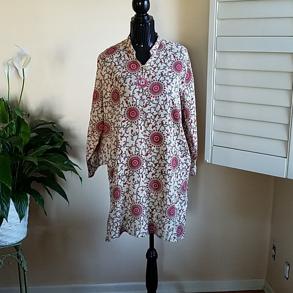 Vintage linen multi color tunic top.